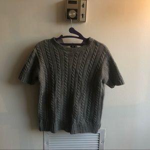 Prada gray short sleeve sweater with bow tie on the back IT40